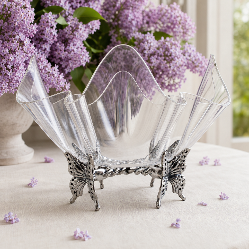 Butterfly Stand Acrylic Bowl 14