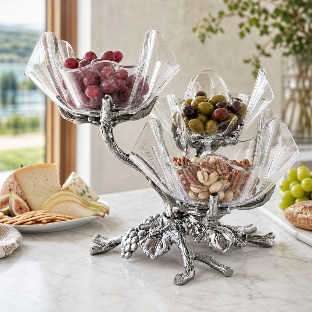 Grape Acrylic Bowls 3-Tiered Stand