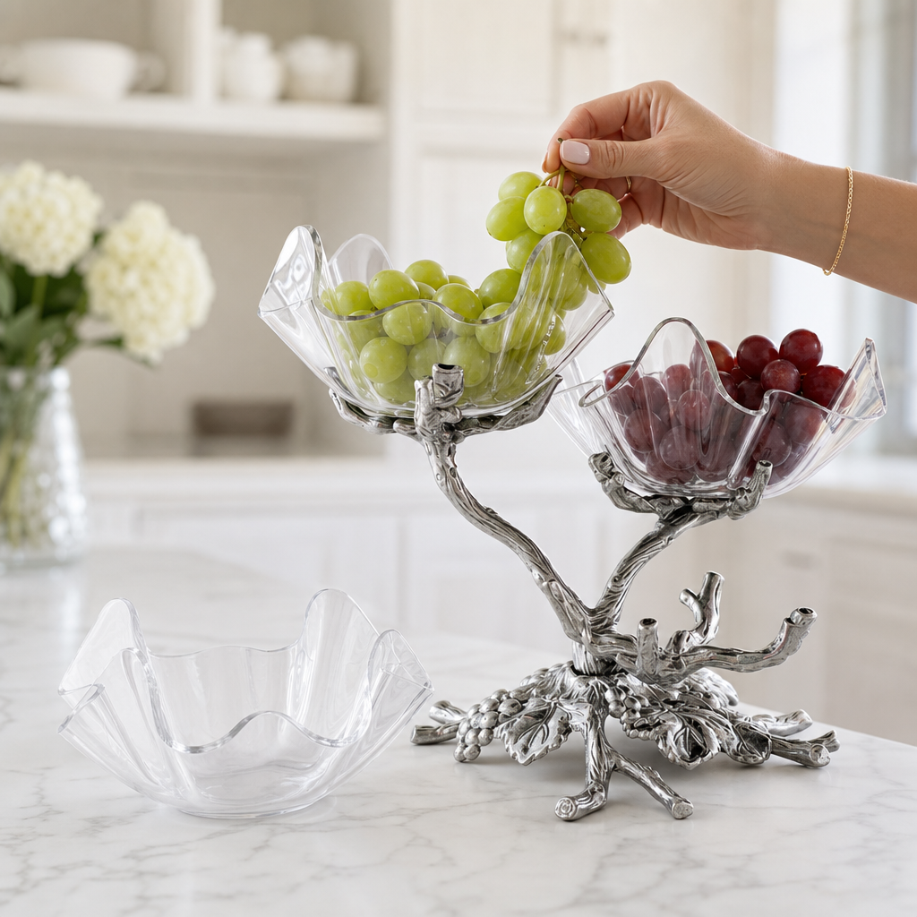 Grape Acrylic Bowls 3-Tiered Stand