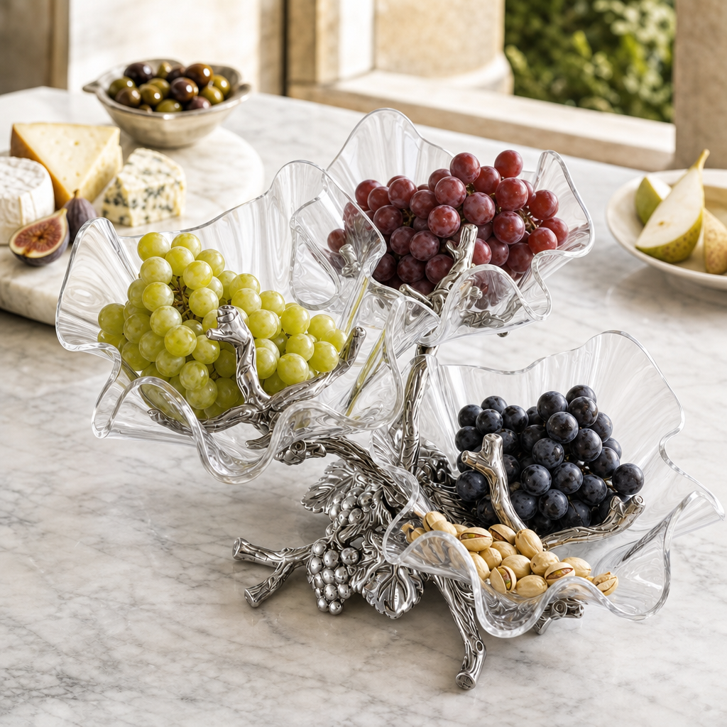 Grape Acrylic Bowls 3-Tiered Stand