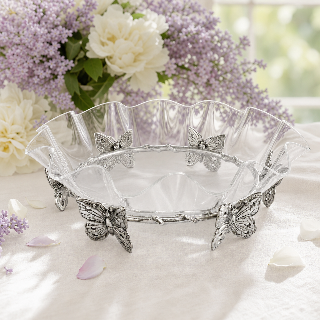 Butterfly Stand Acrylic Bowl 16