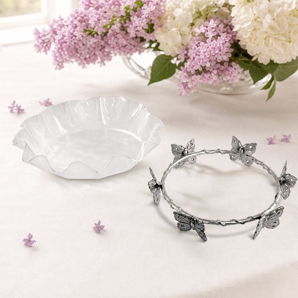 Butterfly Stand Acrylic Bowl 16