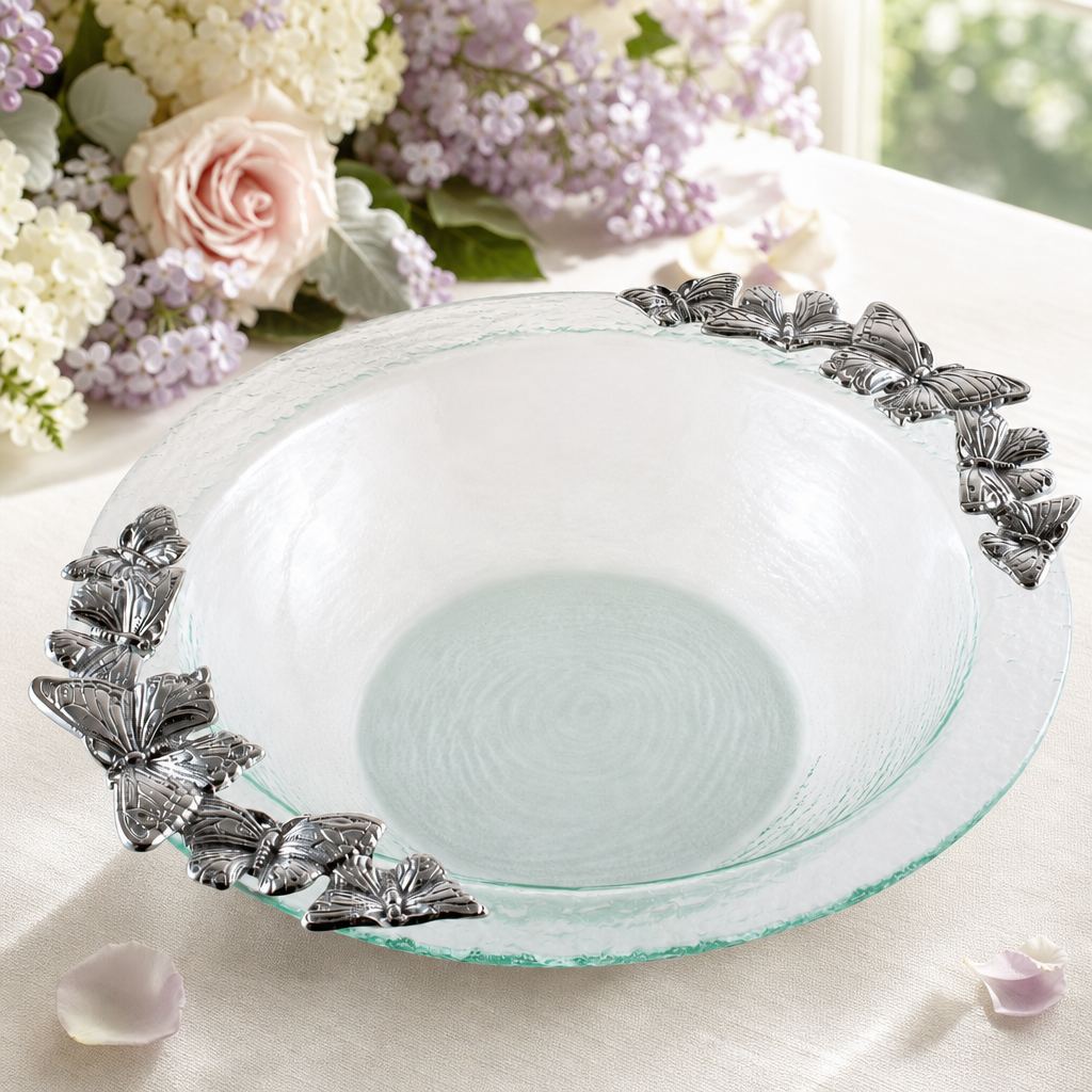 Butterfly Glass Salad Bowl