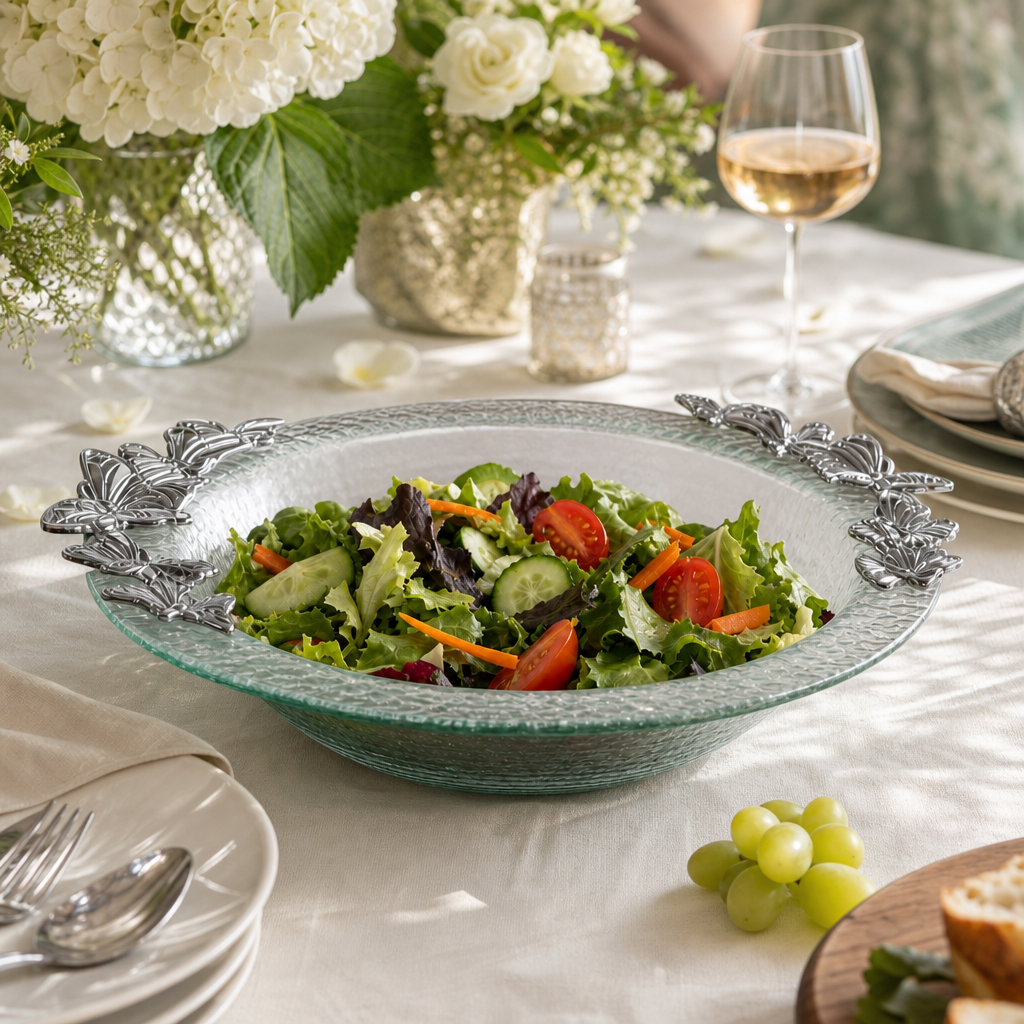 Butterfly Glass Salad Bowl
