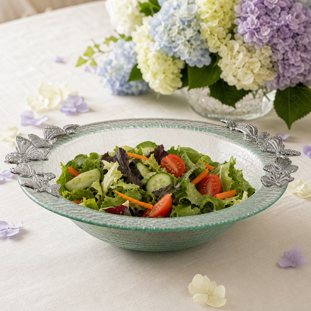 Butterfly Glass Salad Bowl