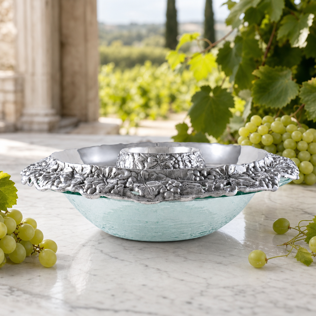 Chilling Appetizer and Seafood Serving Bowl - Grape Pattern