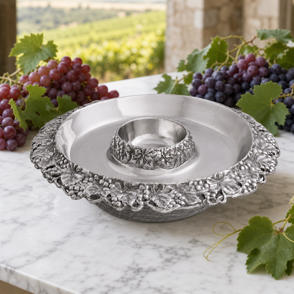 Chilling Appetizer and Seafood Serving Bowl - Grape Pattern