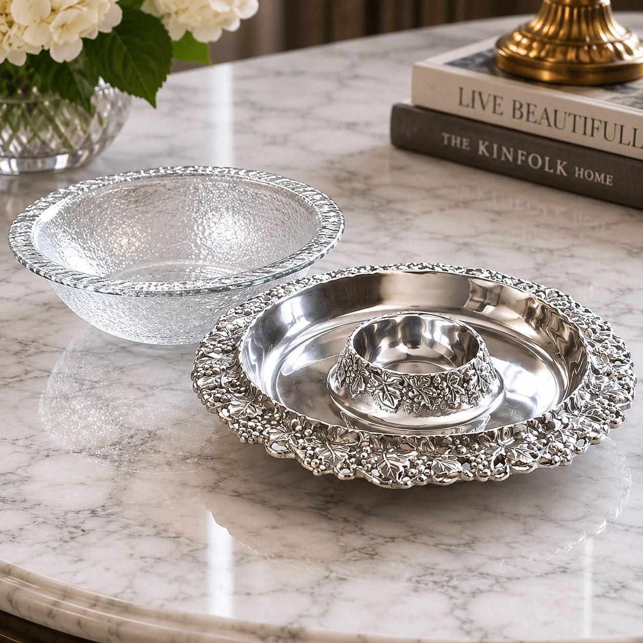 Chilling Appetizer and Seafood Serving Bowl - Grape Pattern