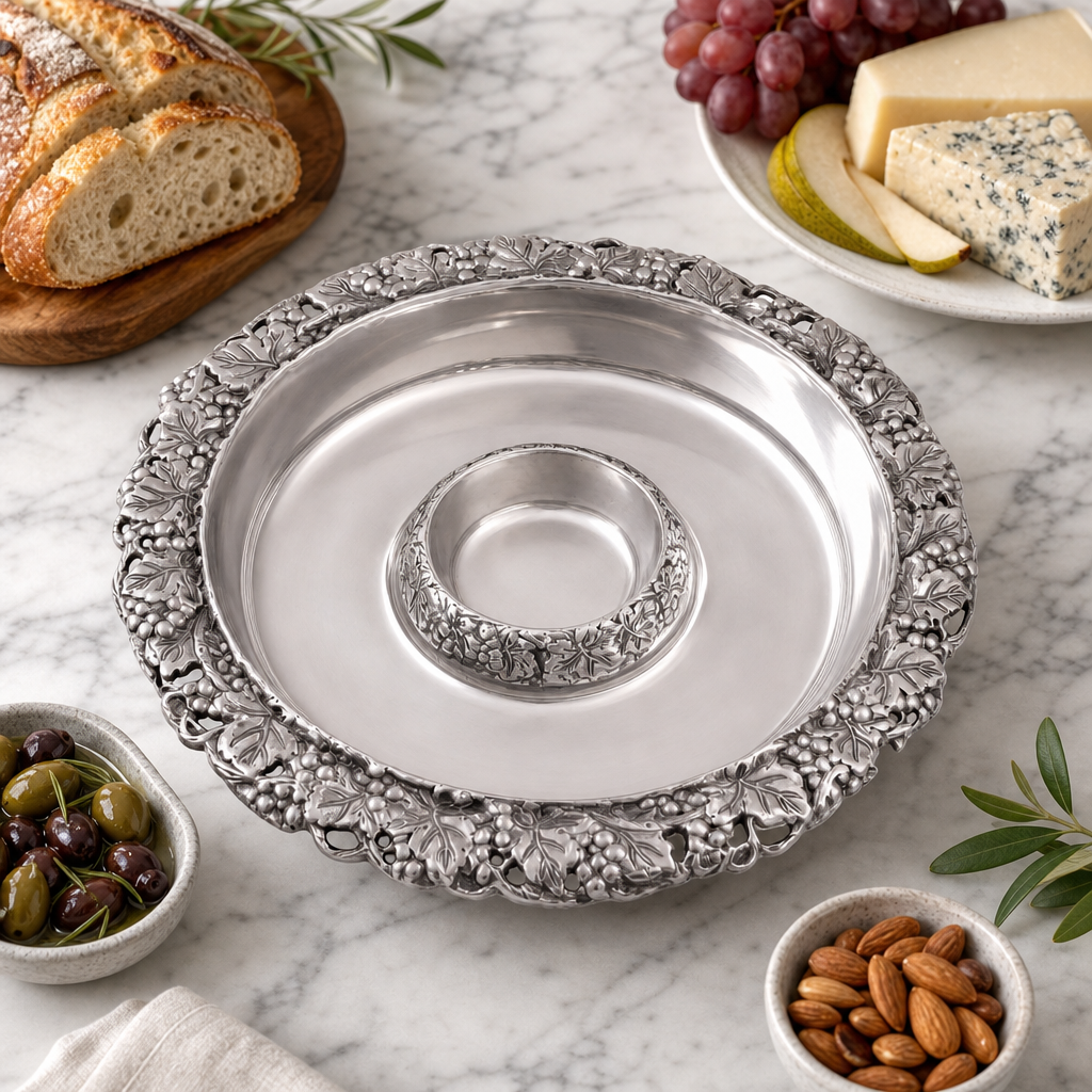 Chilling Appetizer and Seafood Serving Bowl - Grape Pattern