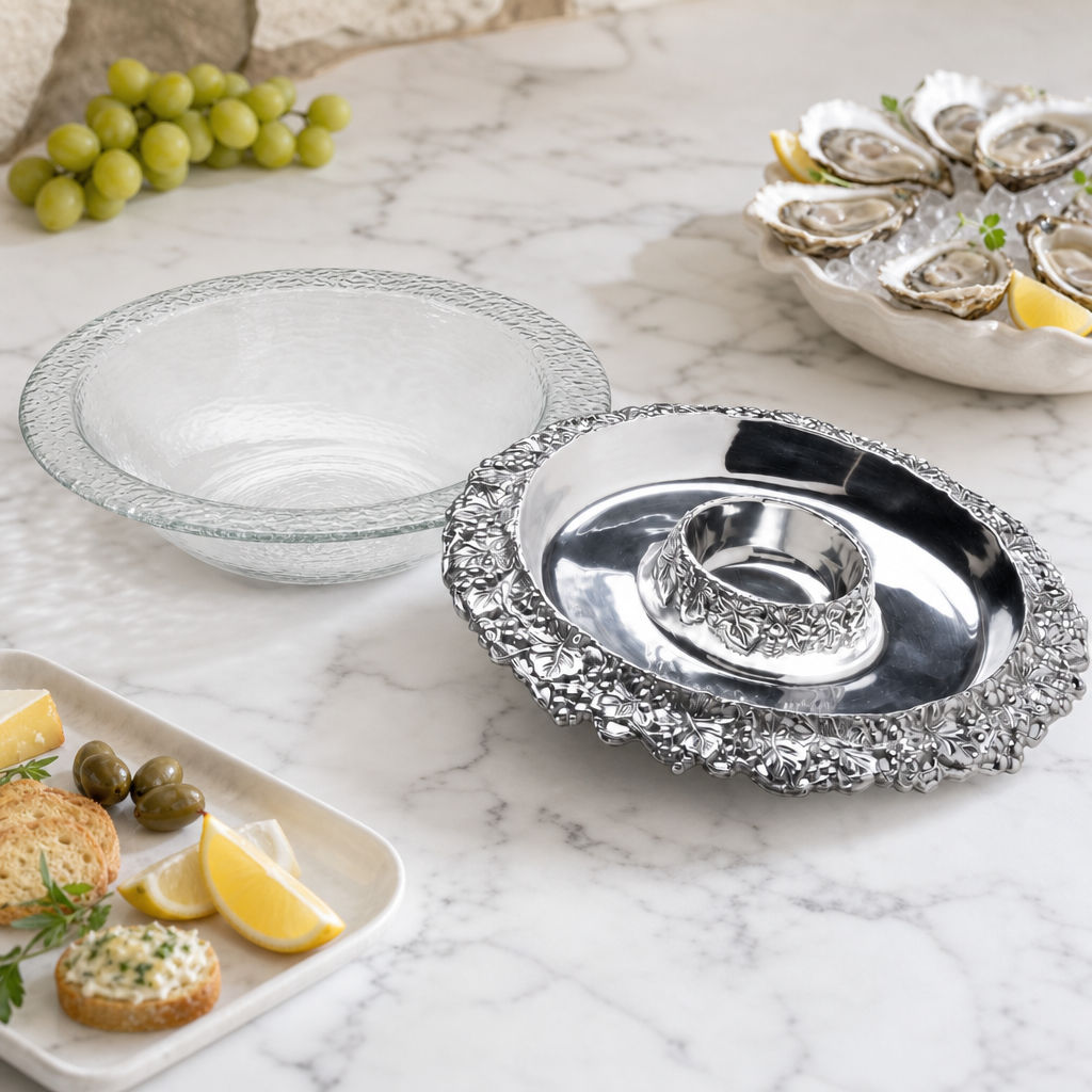 Chilling Appetizer and Seafood Serving Bowl - Grape Pattern