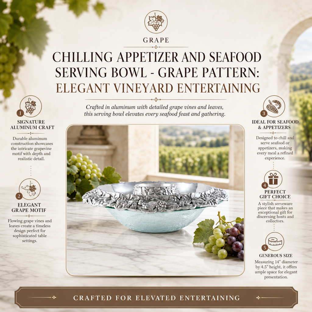Chilling Appetizer and Seafood Serving Bowl - Grape Pattern