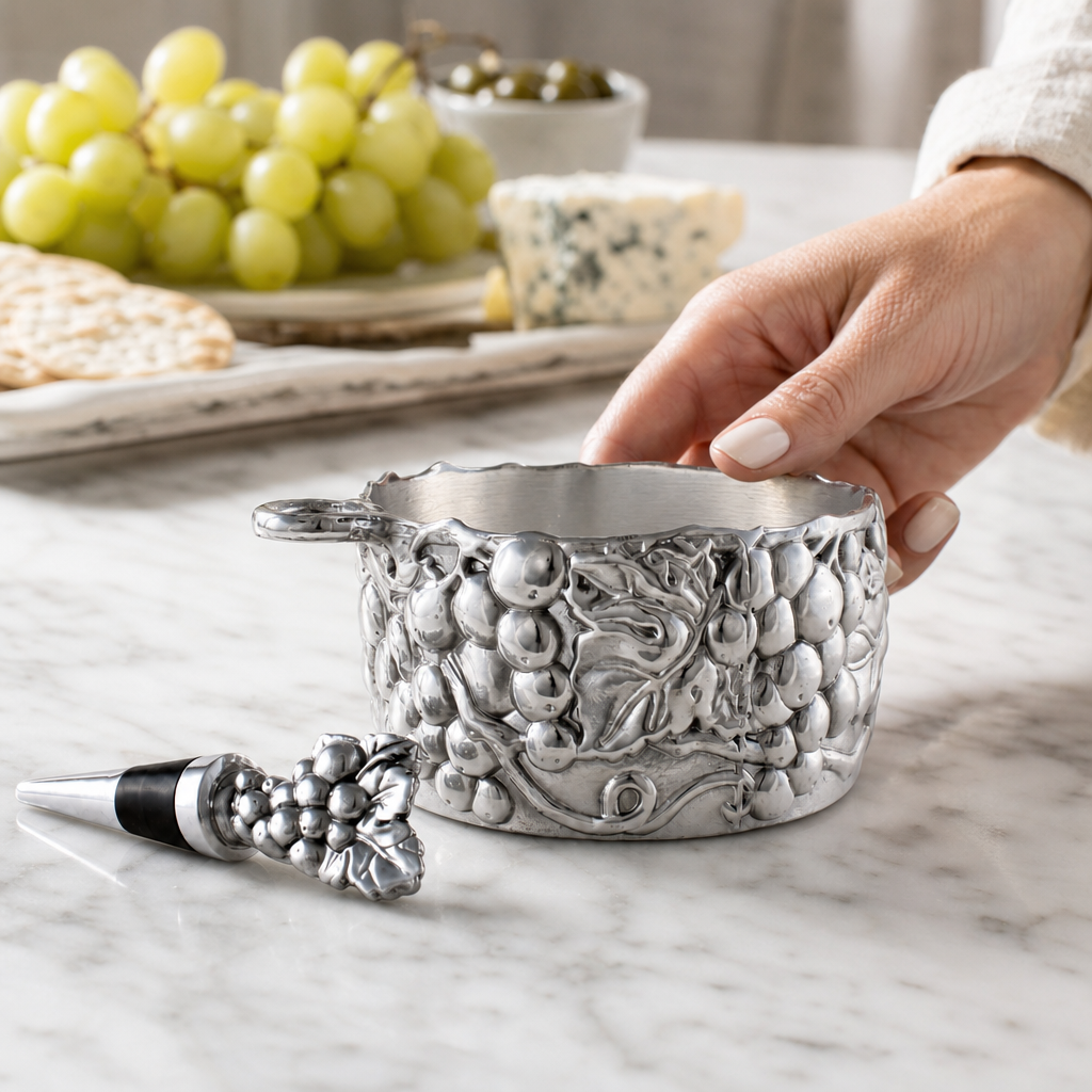 Grape Wine Caddy and Stopper Set