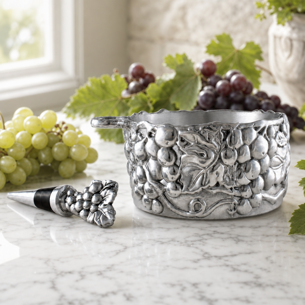 Grape Wine Caddy and Stopper Set