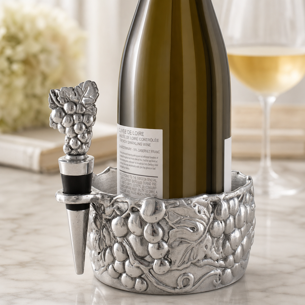 Grape Wine Caddy and Stopper Set