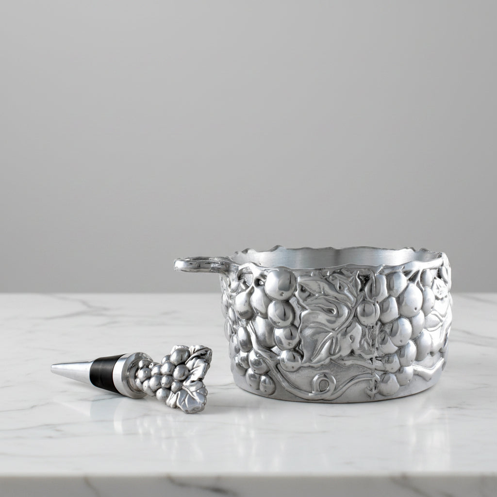 Grape Wine Caddy and Stopper Set