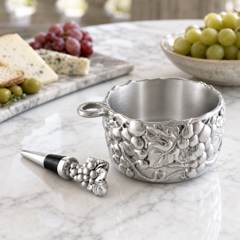 Grape Wine Caddy and Stopper Set