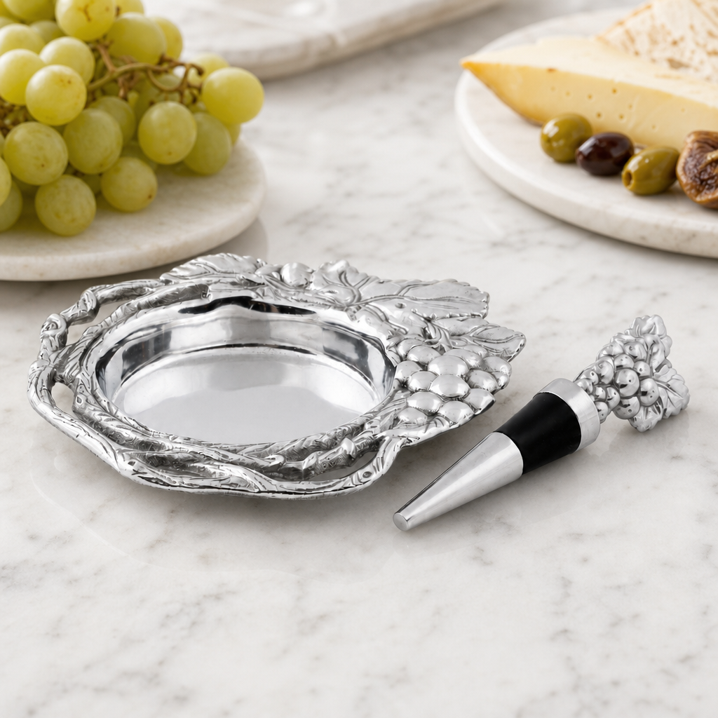 Grape Wine Coaster and Stopper Set