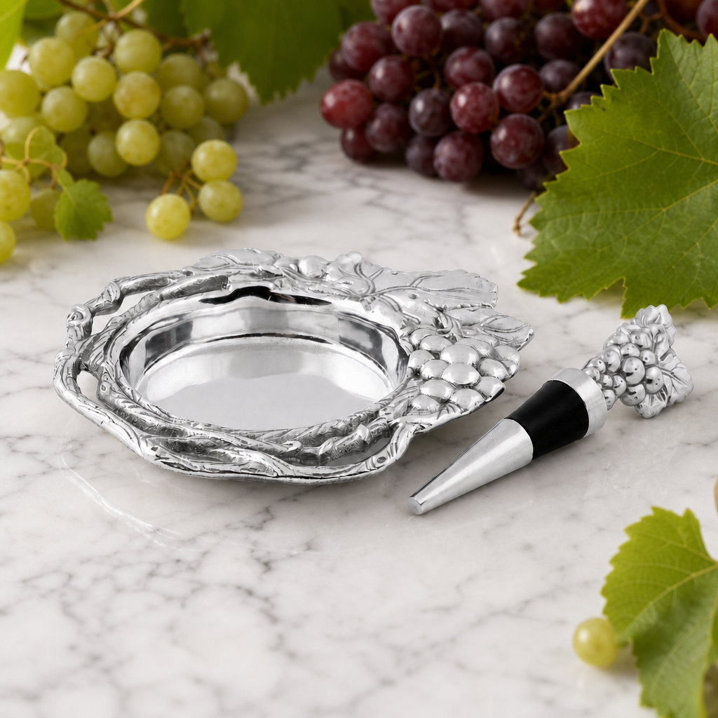 Grape Wine Coaster and Stopper Set