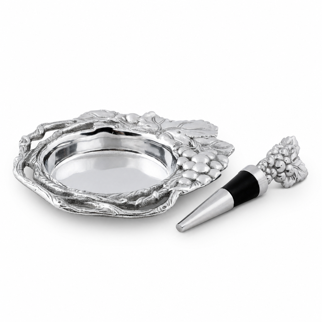Grape Wine Coaster and Stopper Set
