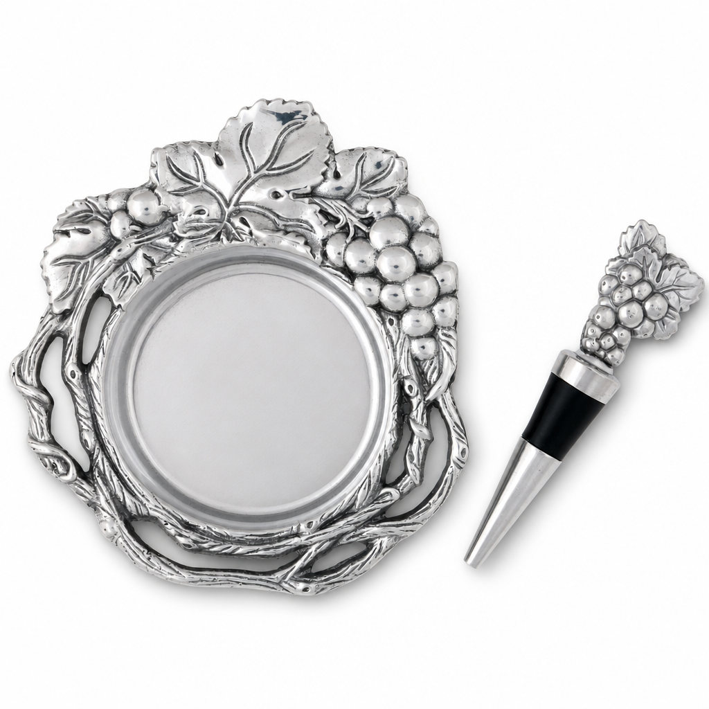 Grape Wine Coaster and Stopper Set
