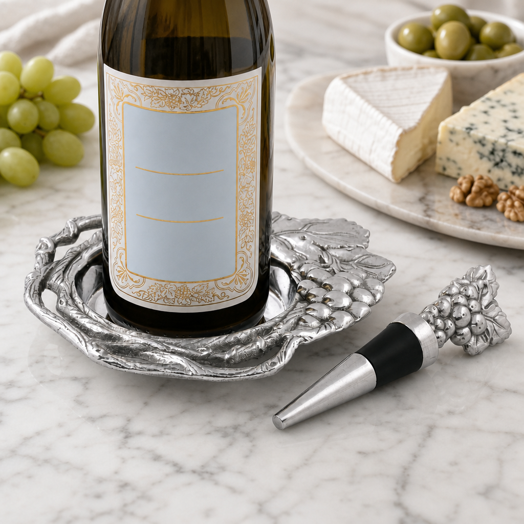 Grape Wine Coaster and Stopper Set