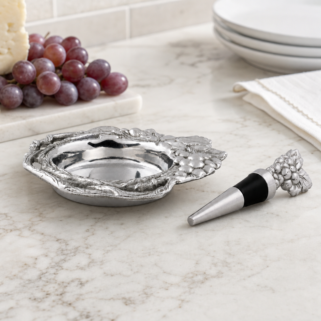 Grape Wine Coaster and Stopper Set