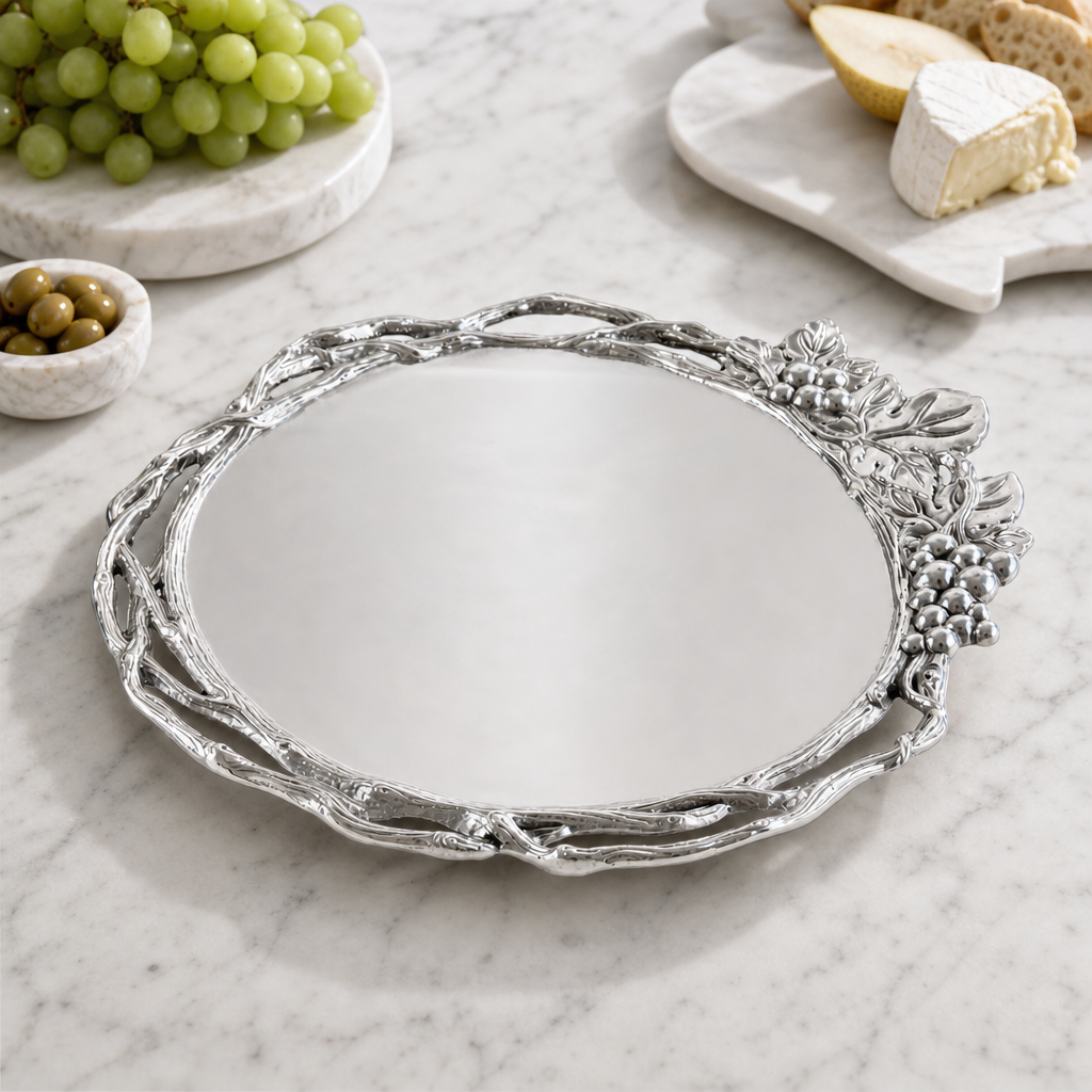 Grape Open Vine Round Tray Large