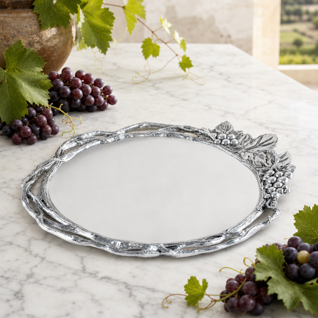 Grape Open Vine Round Tray Large