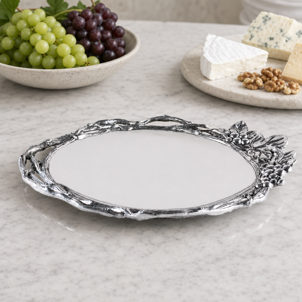 Grape Open Vine Round Tray Large