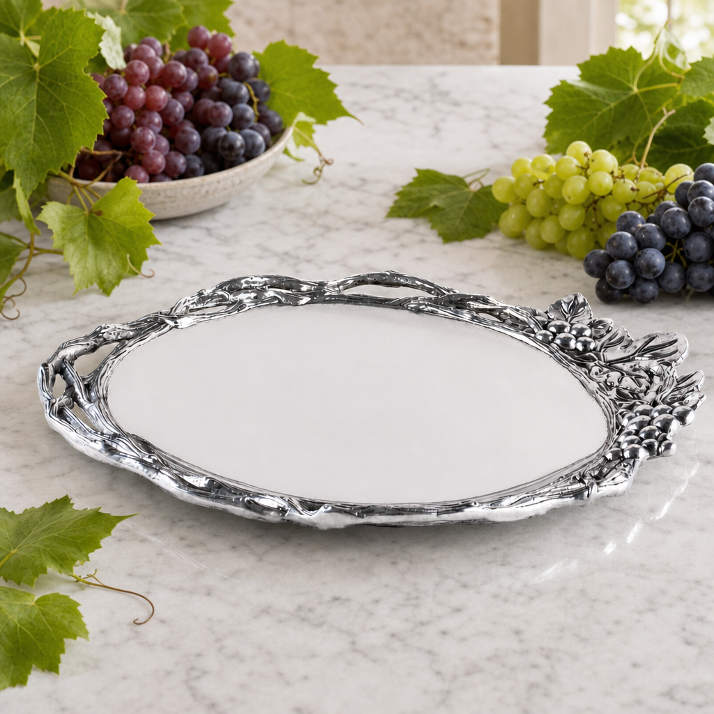 Grape Open Vine Round Tray Large