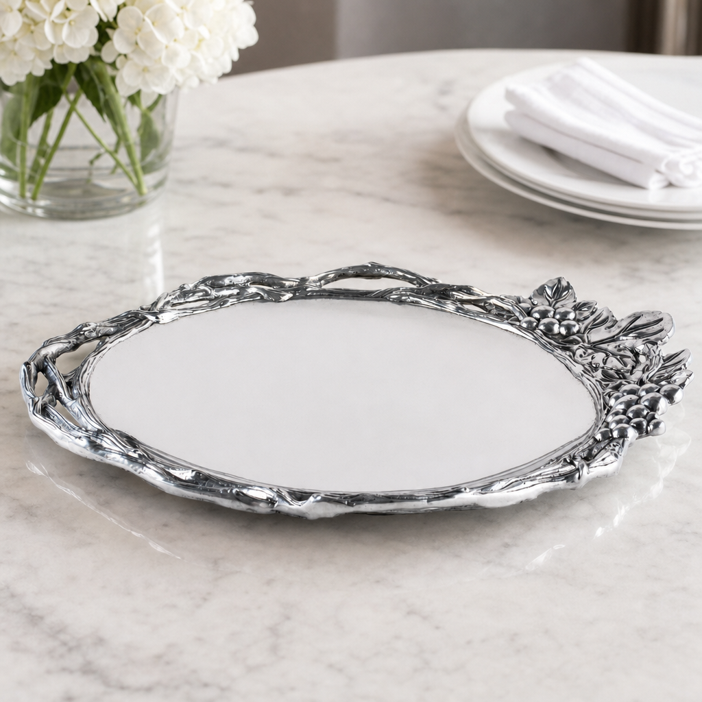 Grape Open Vine Round Tray Large