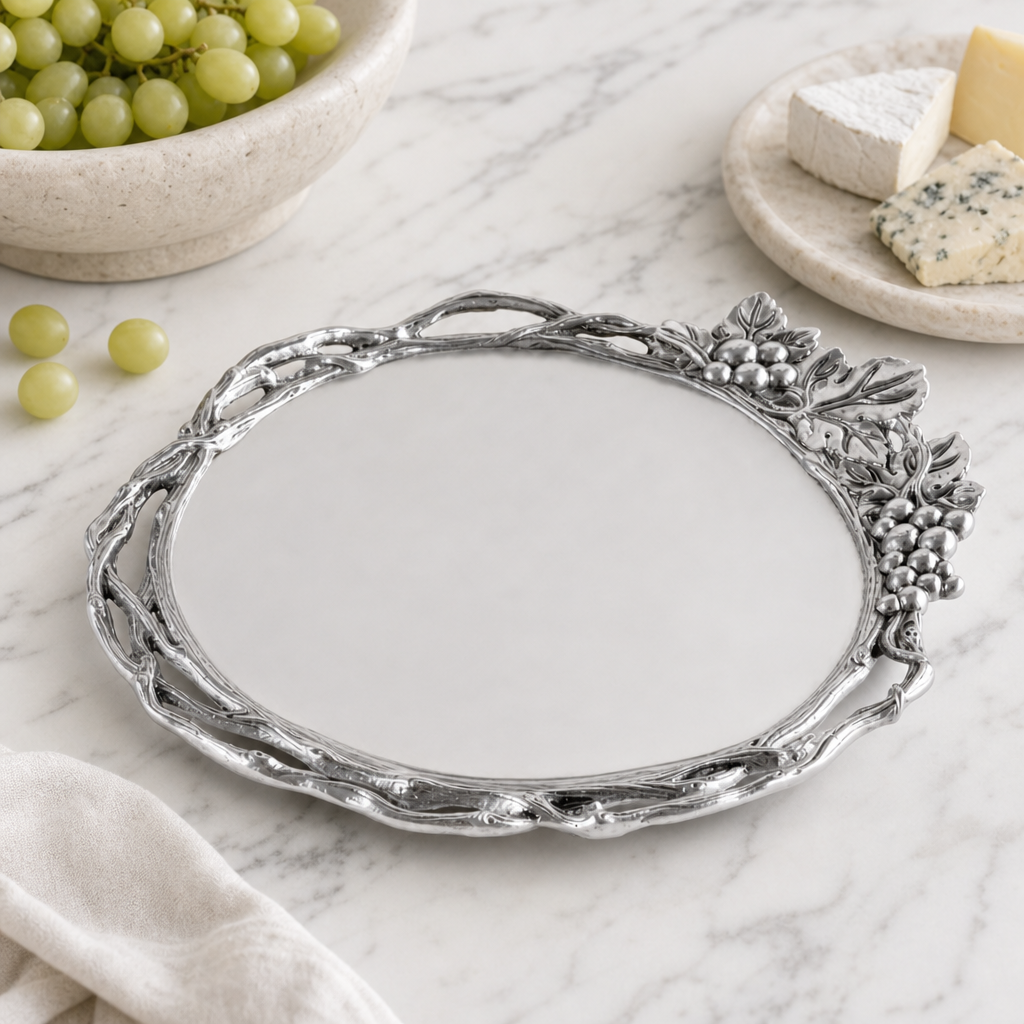 Grape Open Vine Round Tray Large