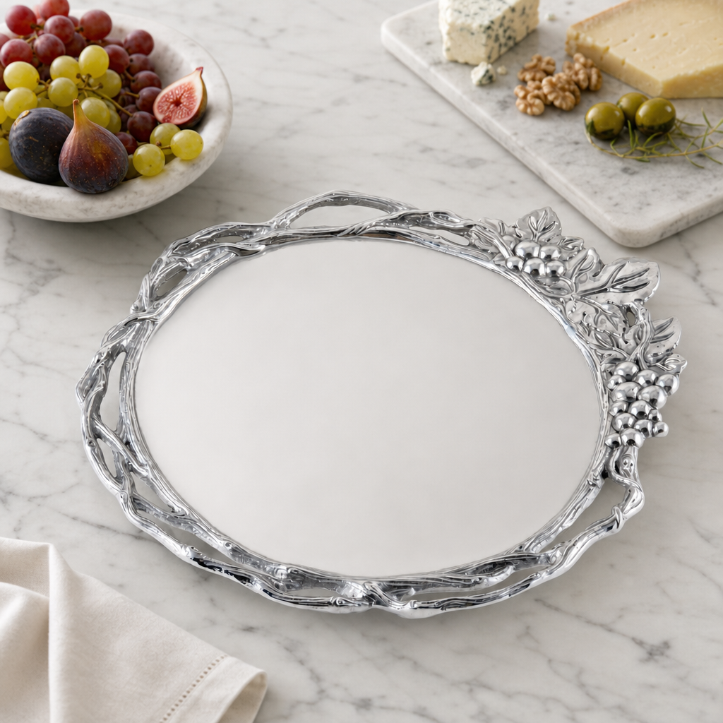 Grape Open Vine Round Tray Large