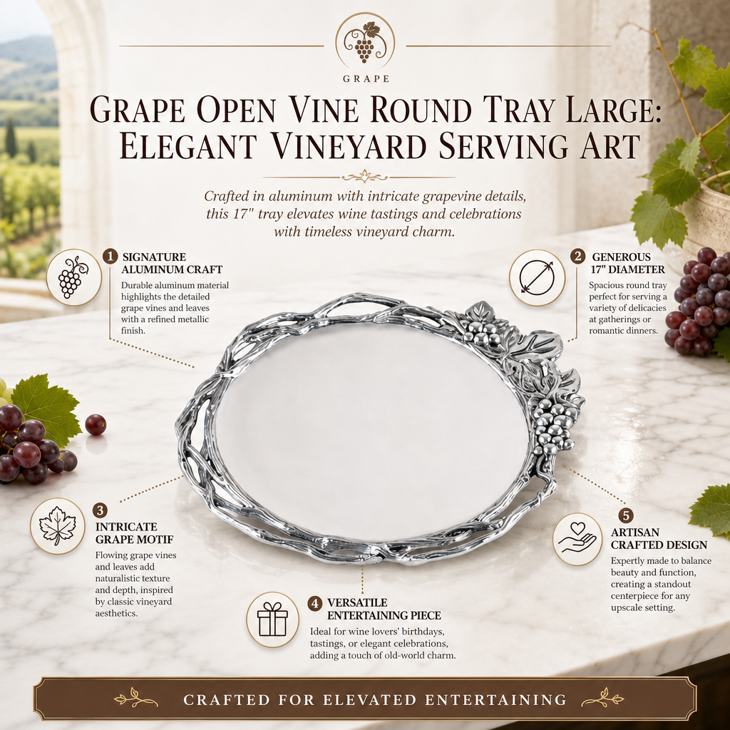 Grape Open Vine Round Tray Large