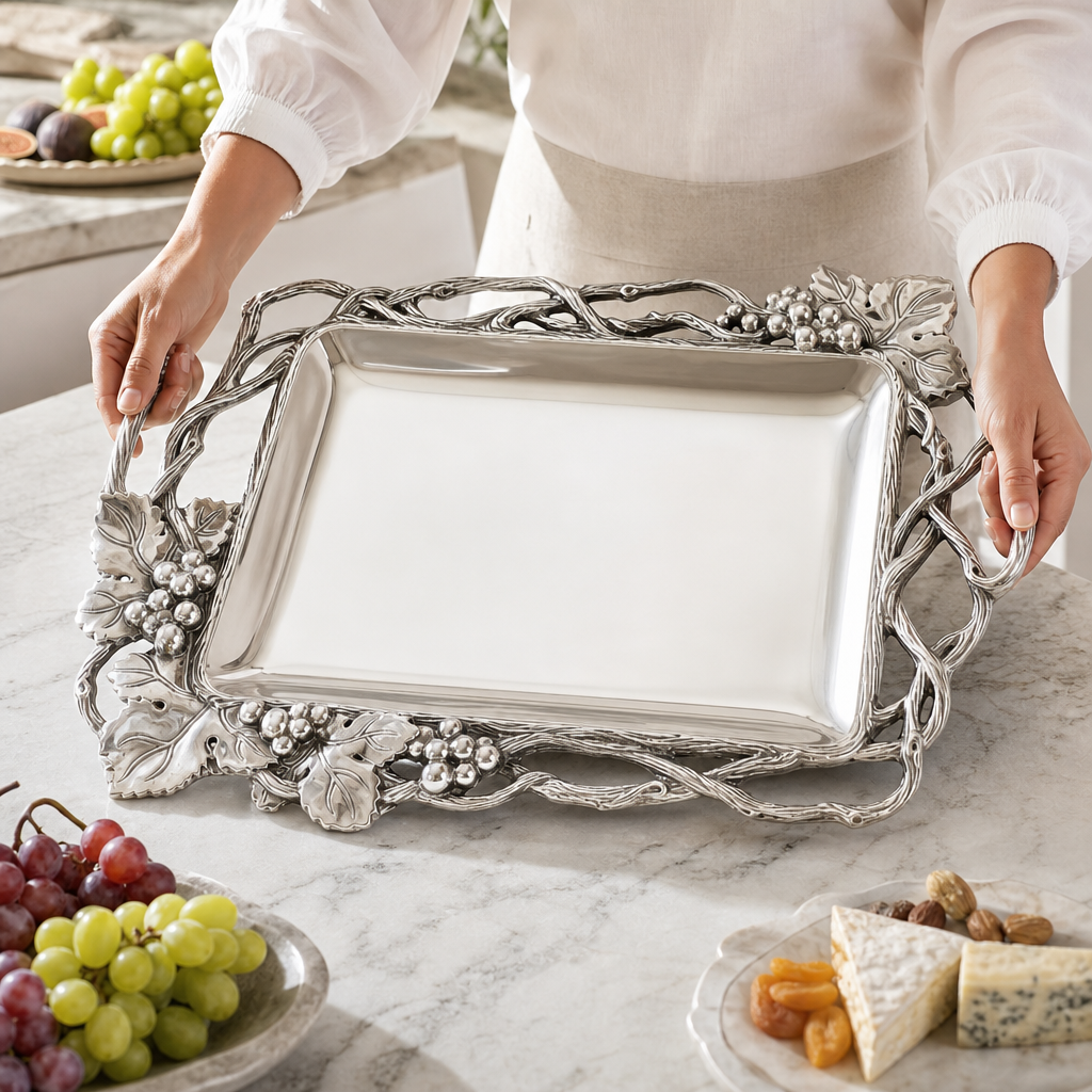 Grape Open Vine Rectangle Tray