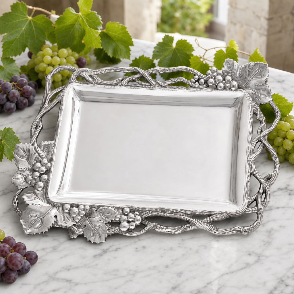 Grape Open Vine Rectangle Tray
