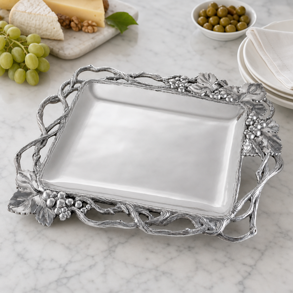 Grape Open Vine Rectangle Tray