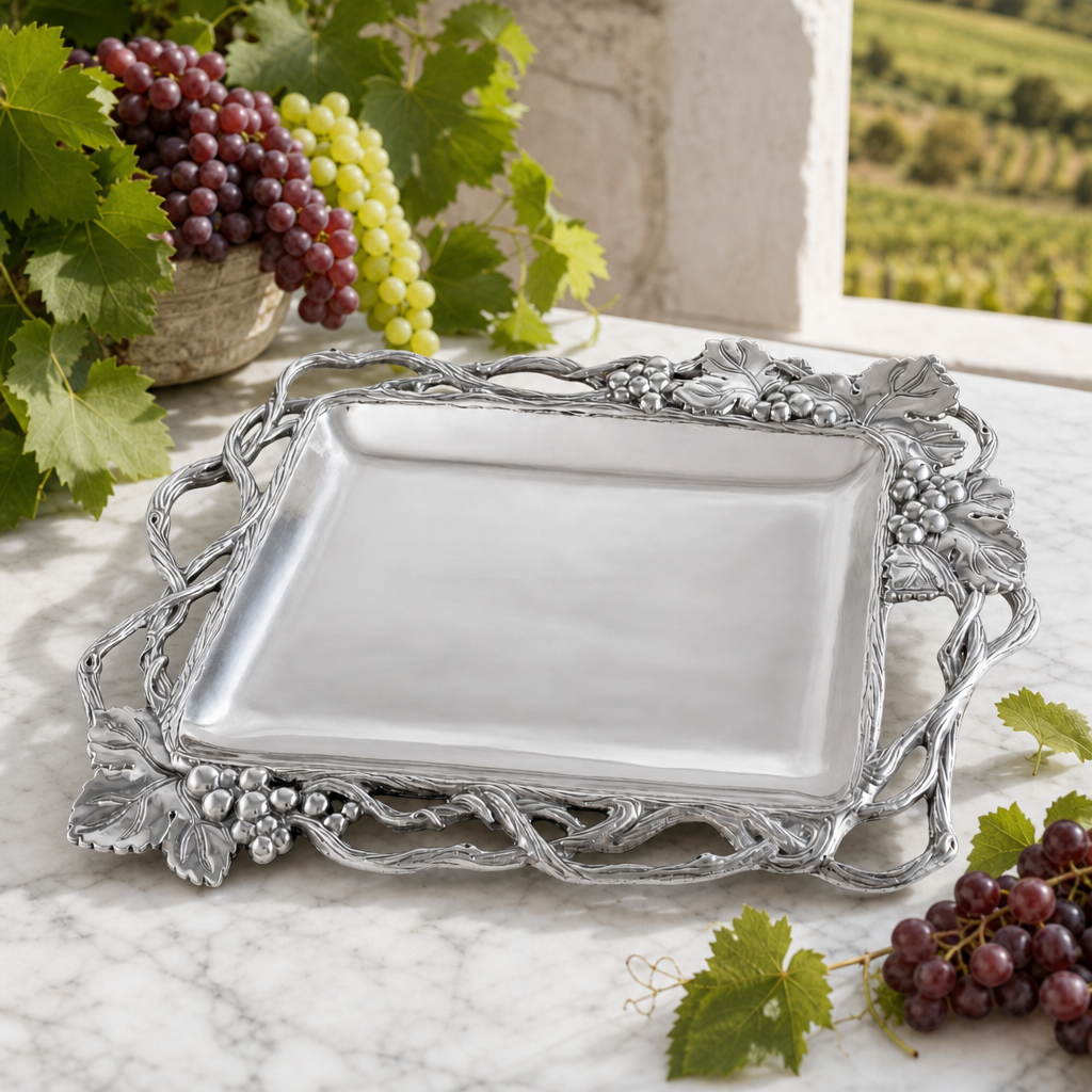 Grape Open Vine Rectangle Tray