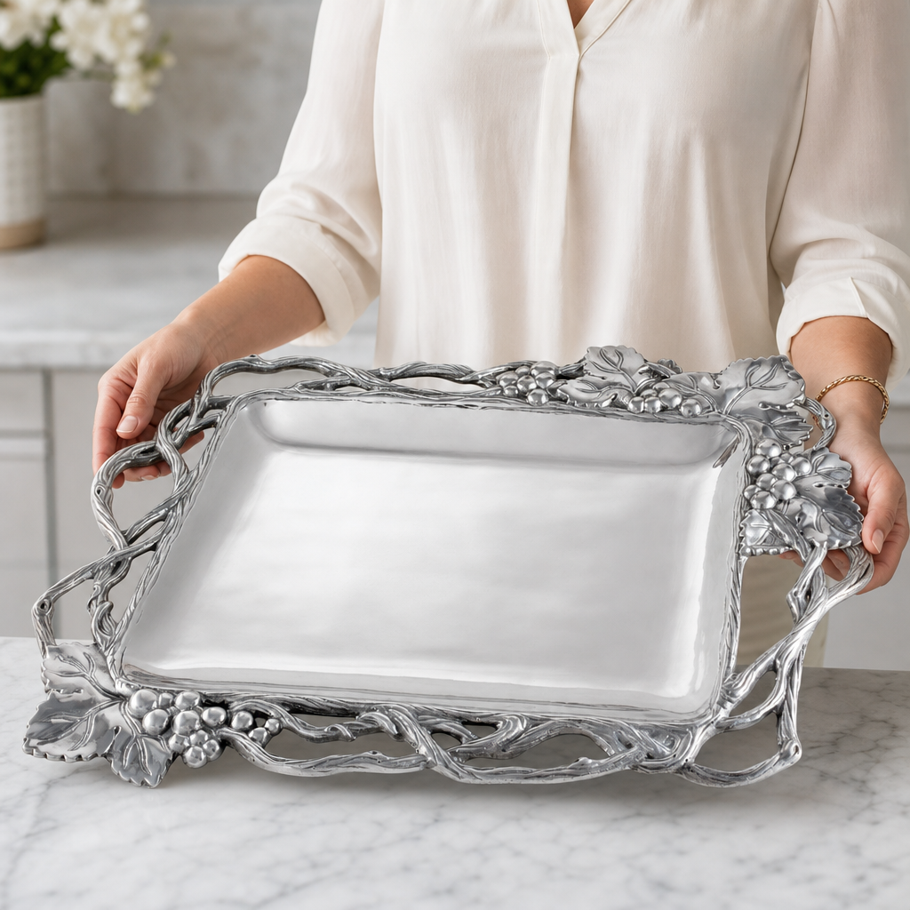 Grape Open Vine Rectangle Tray