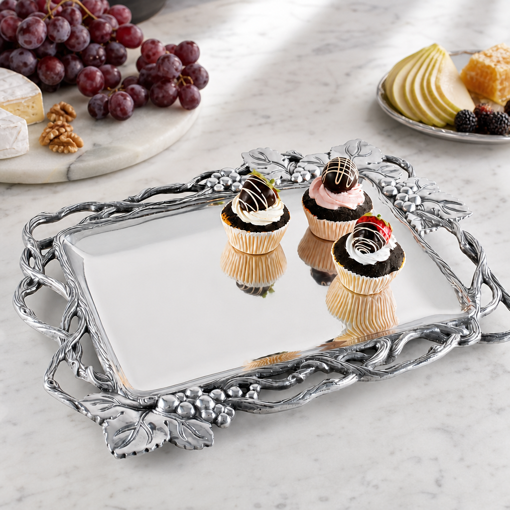 Grape Open Vine Rectangle Tray
