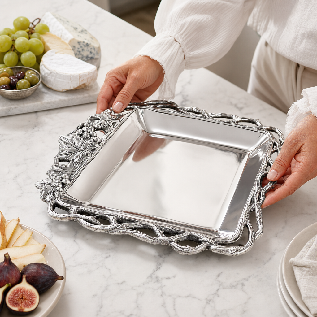 Grape Open Vine Square Tray 12