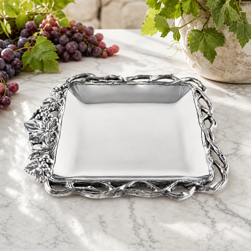 Grape Open Vine Square Tray 12