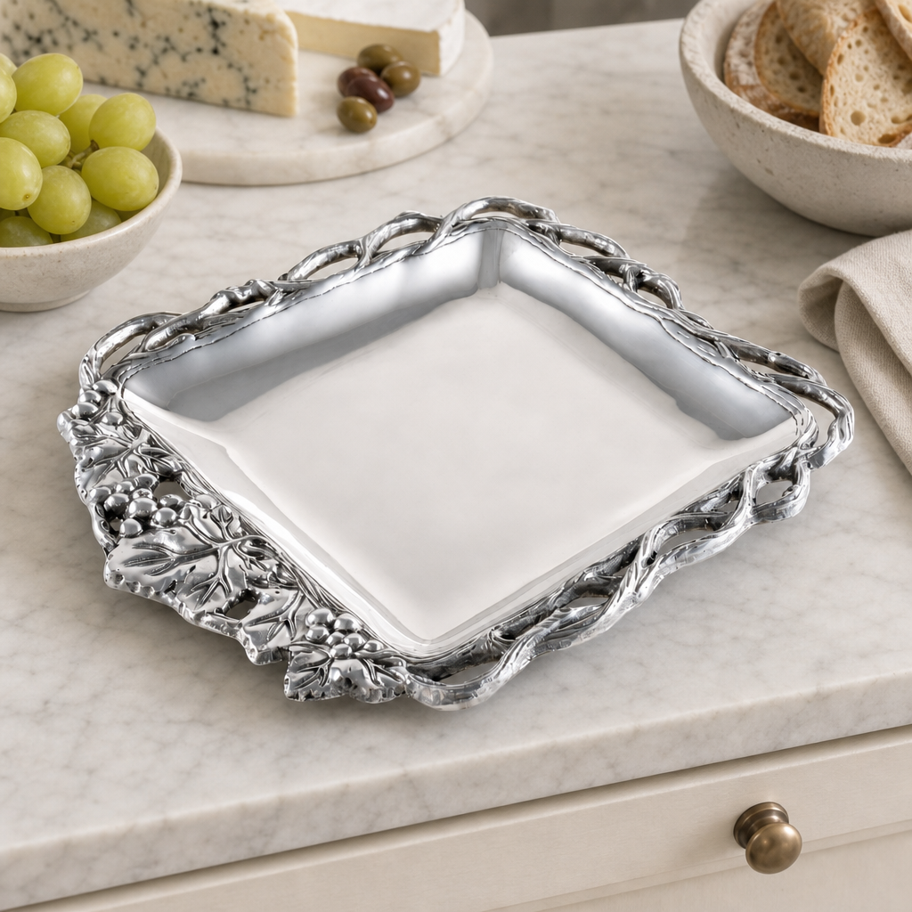 Grape Open Vine Square Tray 12
