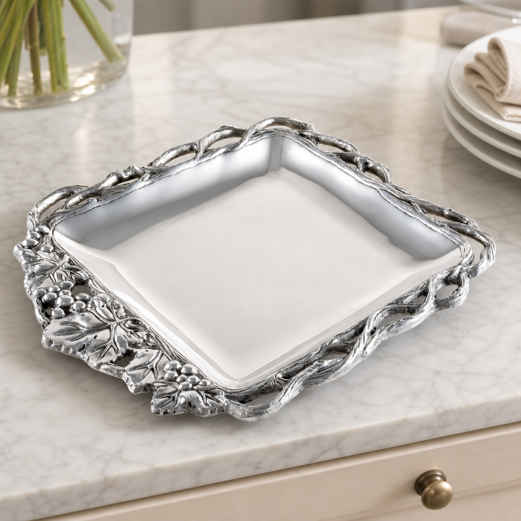 Grape Open Vine Square Tray 12