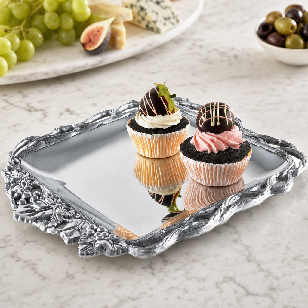Grape Open Vine Square Tray 12