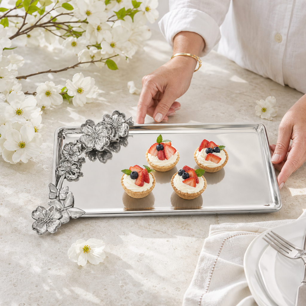 Butterfly Oblong Dogwood Tray