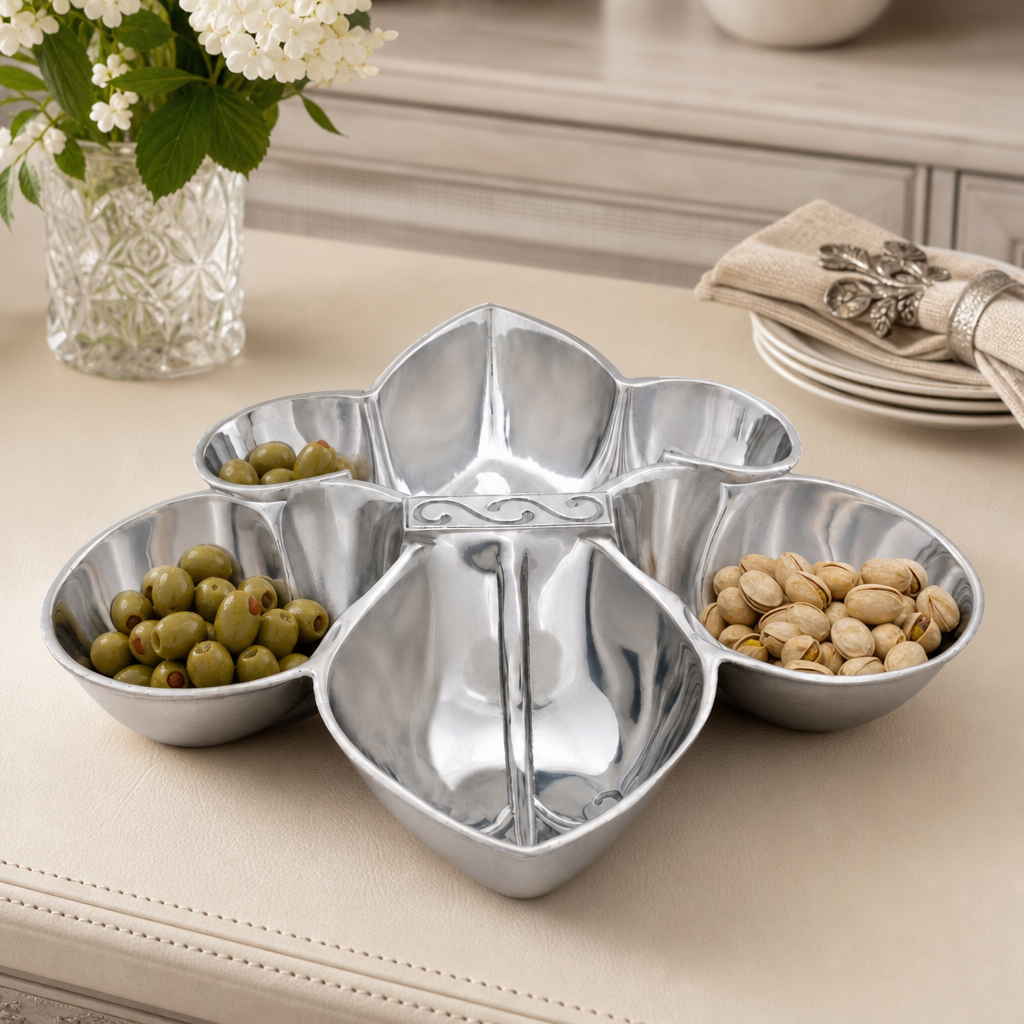 Fleur De Lis Serving Bowl 4 Compartment