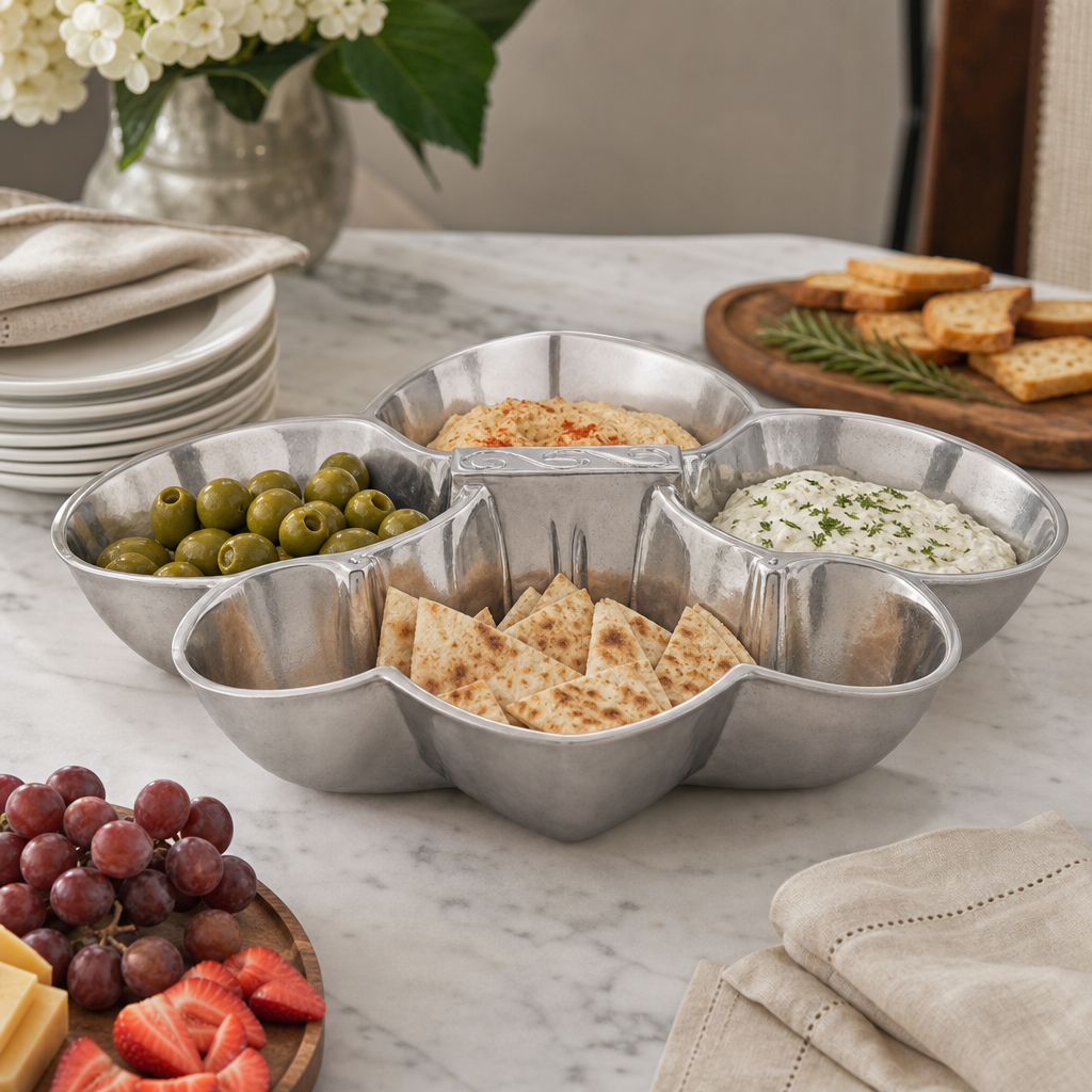 Fleur De Lis Serving Bowl 4 Compartment