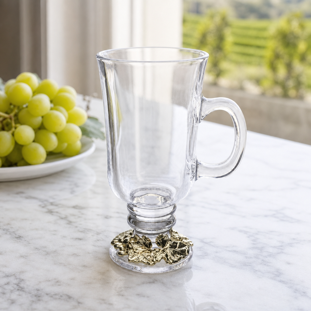 Grape 24k Gold Plated Glass Mugs