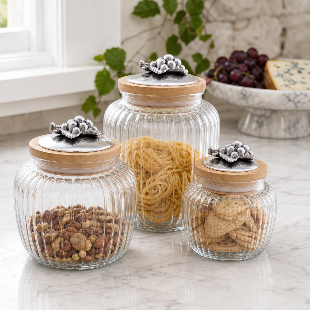 Grape Knob Glass Canisters